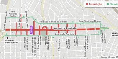 Kartta avenida paulistasta São Paulo