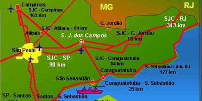 Kartta São José dos Campos lentokentälle