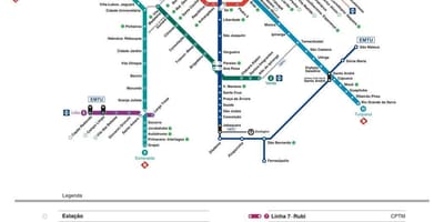 Kartta São Paulo CPTM liikenne