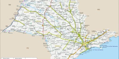Kartta São Paulo Valtion valtateitä